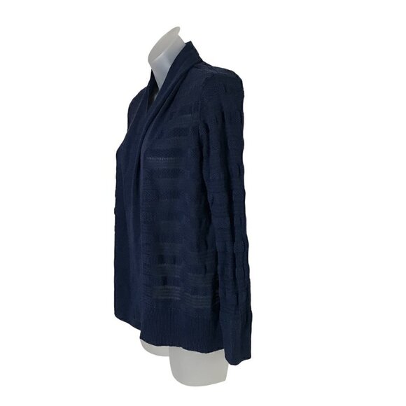 Lucky Brand Navy Blue Semi Sheer Knitted Open Cardigan Size M - Picture 4 of 6